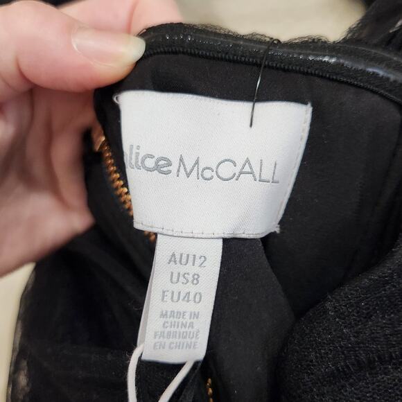 Alice McCall Goodvibes Tulle Tie Off Shoulder Fitted Mini Dress Black Size US 8 - Picture 12 of 15